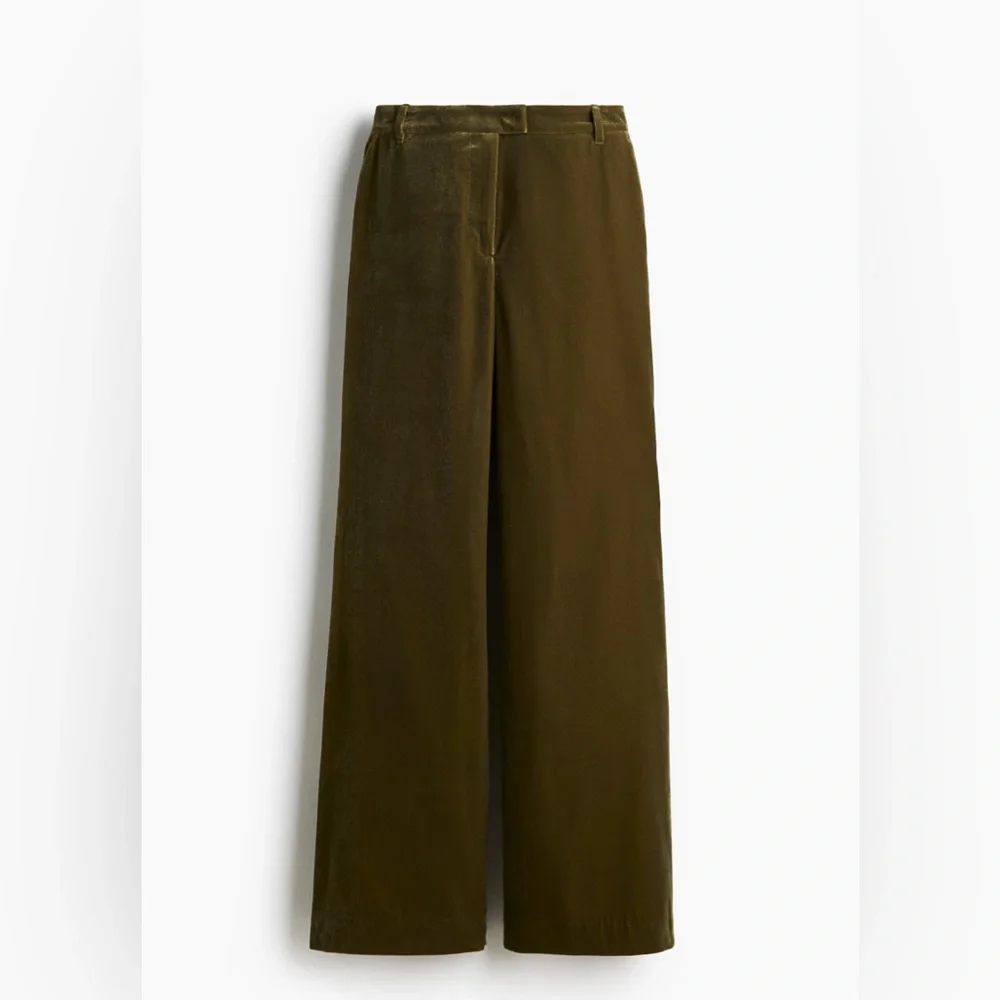 H&M Elegant Olive Green velvet Women's bootcut Pants size 10 NWT - Picture 4 of 6